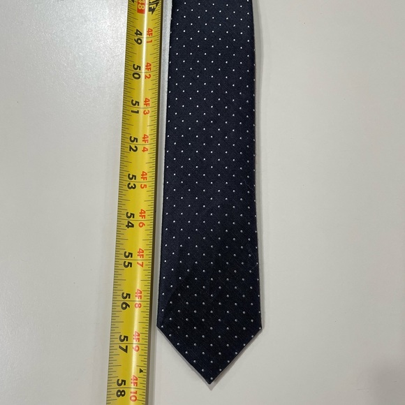 The Tie Bar Mens Skinny 2.5 x 58 in Black Micro Dot Silk  & Linen Tie, EUC - Picture 4 of 9